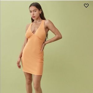 Reformation CoCo Knit Dress in Tangerine.